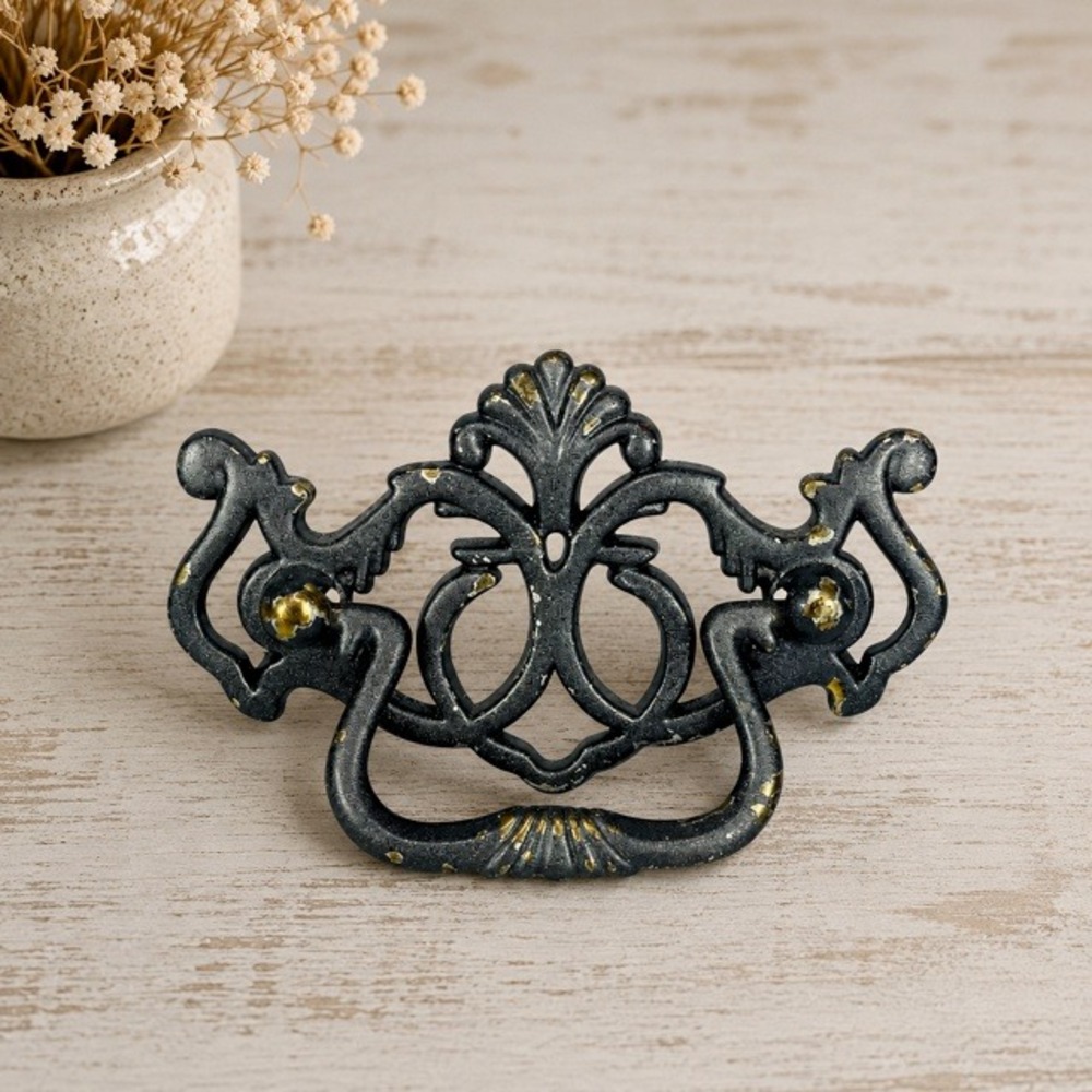Vintage Style Batwing Drop Bail Drawer Pull Gunmetal Gold‎ 3" Center 4.5"